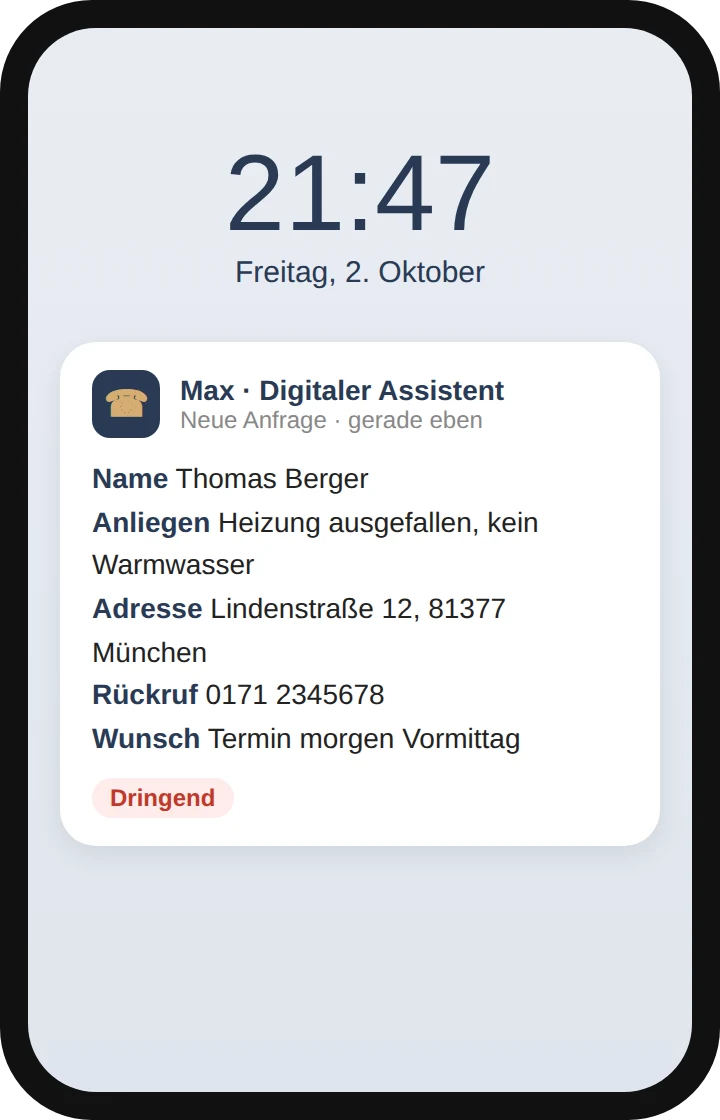 Anfrage auf dem Handy